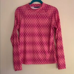 Cabana Life Pink Fitted Long Sleeve Rash Guard Swim Top UPF 50